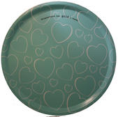 "Morgonstund" bricka rund 38 cm turkos/vit
