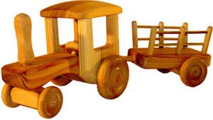 Träleksaker - Stor Traktor med vagn