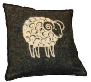 Kuddfodral Ull - "Sheep" vit/svart 50x50 Kuddfodral