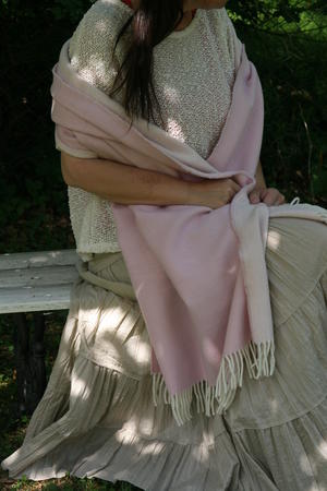 Sjalar Ull - "Haga" vit/rosa 65x200 Sjal